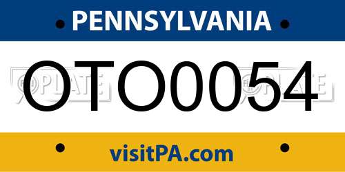 OTO0054 Pennsylvania License Plate