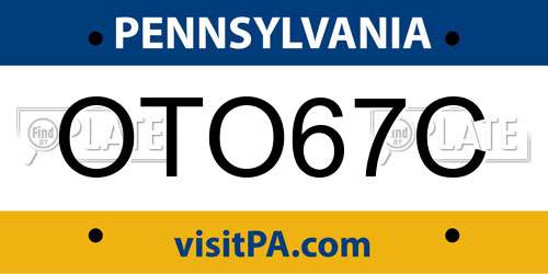 OTO67C Pennsylvania License Plate