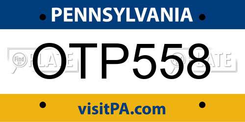 OTP558 Pennsylvania License Plate