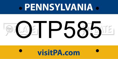 OTP585 Pennsylvania License Plate