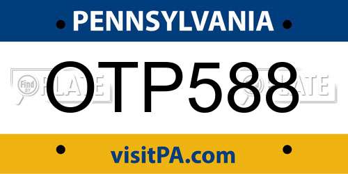 OTP588 Pennsylvania License Plate