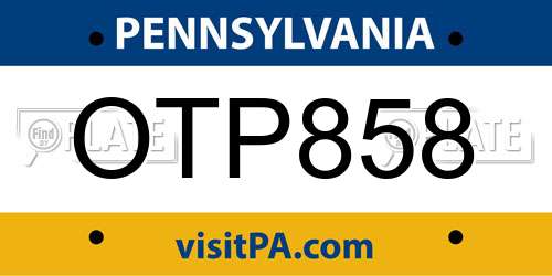 OTP858 Pennsylvania License Plate