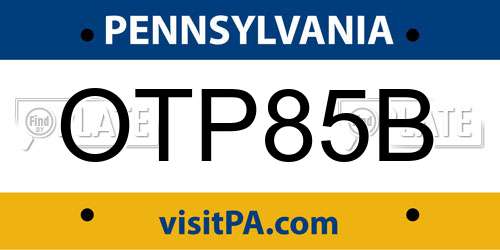 OTP85B Pennsylvania License Plate