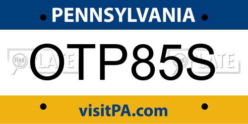 OTP85S Pennsylvania License Plate