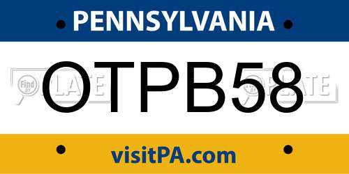 OTPB58 Pennsylvania License Plate