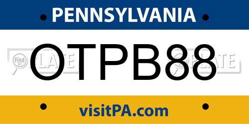 OTPB88 Pennsylvania License Plate