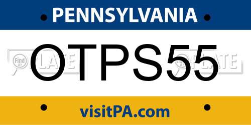 OTPS55 Pennsylvania License Plate