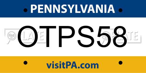 OTPS58 Pennsylvania License Plate