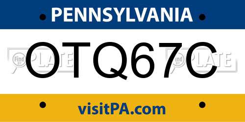 OTQ67C Pennsylvania License Plate