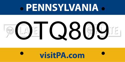 OTQ809 Pennsylvania License Plate
