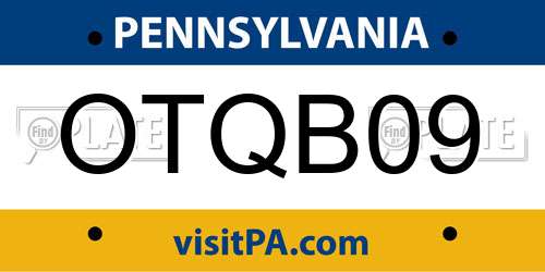 OTQB09 Pennsylvania License Plate