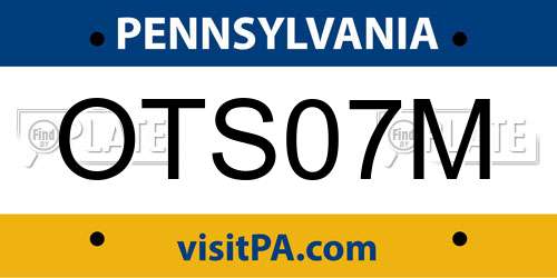 OTS07M Pennsylvania License Plate