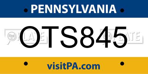 OTS845 Pennsylvania License Plate
