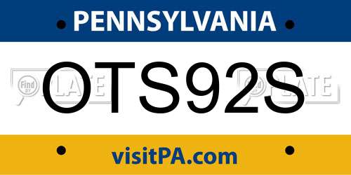 OTS92S Pennsylvania License Plate