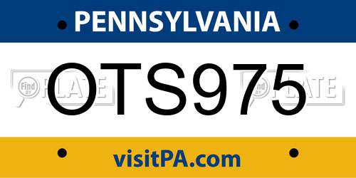 OTS975 Pennsylvania License Plate