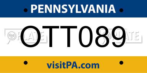 OTT089 Pennsylvania License Plate