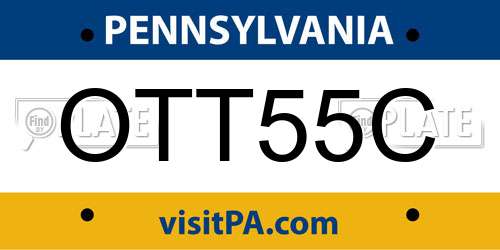 OTT55C Pennsylvania License Plate