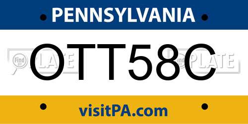OTT58C Pennsylvania License Plate