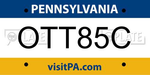OTT85C Pennsylvania License Plate