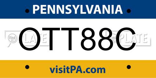OTT88C Pennsylvania License Plate