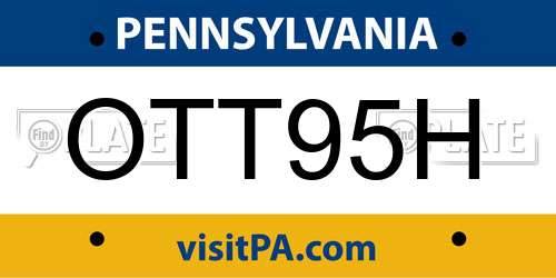 OTT95H Pennsylvania License Plate