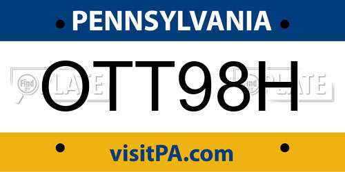 OTT98H Pennsylvania License Plate