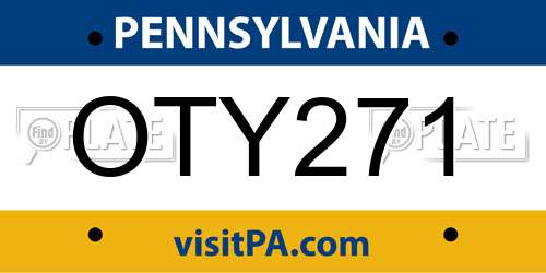 OTY271 Pennsylvania License Plate