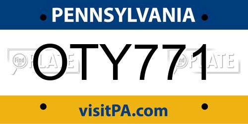 OTY771 Pennsylvania License Plate