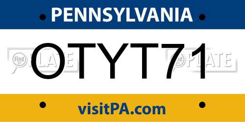 OTYT71 Pennsylvania License Plate