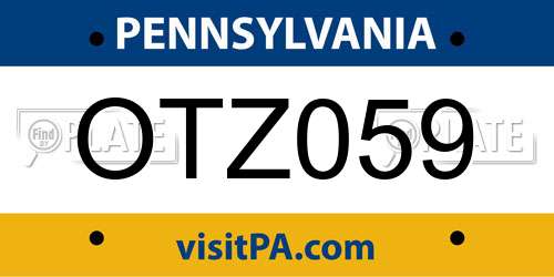 OTZ059 Pennsylvania License Plate