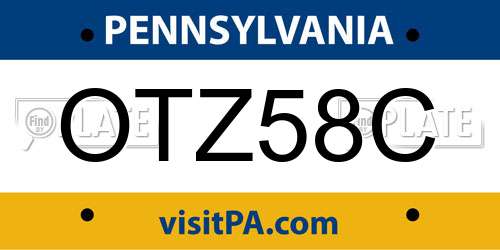 OTZ58C Pennsylvania License Plate