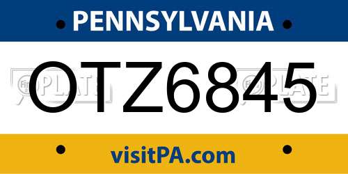 OTZ6845 Pennsylvania License Plate