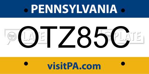 OTZ85C Pennsylvania License Plate