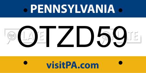 OTZD59 Pennsylvania License Plate