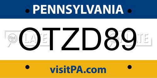OTZD89 Pennsylvania License Plate