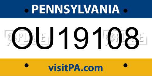 OU19108 Pennsylvania License Plate