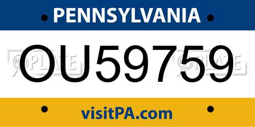 OU59759 Pennsylvania License Plate