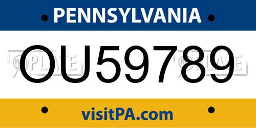 OU59789 Pennsylvania License Plate