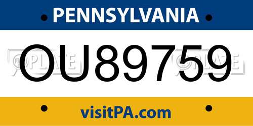 OU89759 Pennsylvania License Plate
