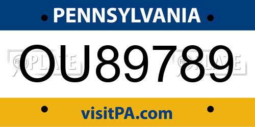 OU89789 Pennsylvania License Plate