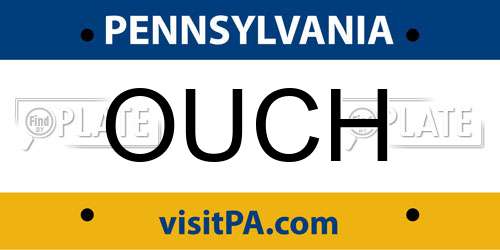 OUCH Pennsylvania License Plate