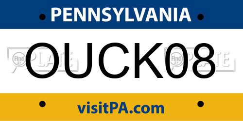 OUCK08 Pennsylvania License Plate