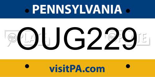 OUG229 Pennsylvania License Plate