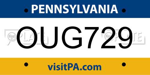 OUG729 Pennsylvania License Plate