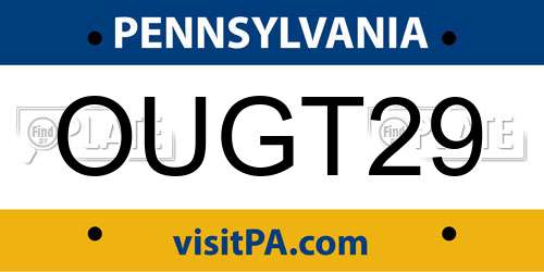OUGT29 Pennsylvania License Plate