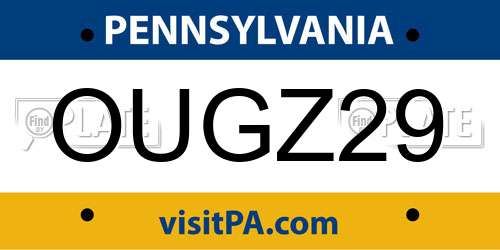 OUGZ29 Pennsylvania License Plate