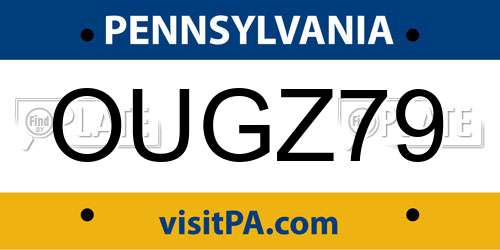 OUGZ79 Pennsylvania License Plate