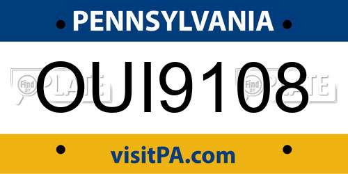 OUI9108 Pennsylvania License Plate
