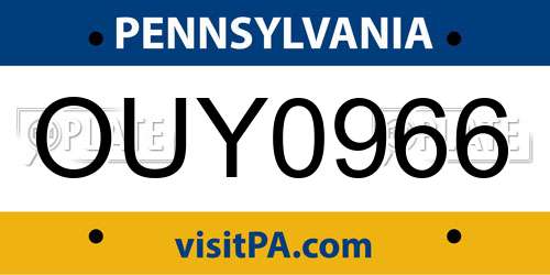 OUY0966 Pennsylvania License Plate