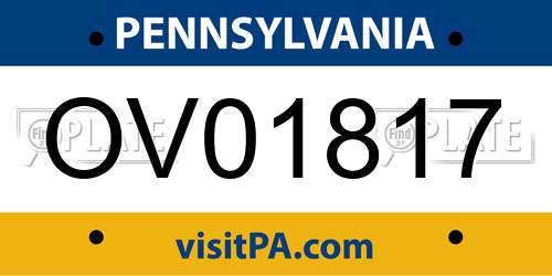 OV01817 Pennsylvania License Plate